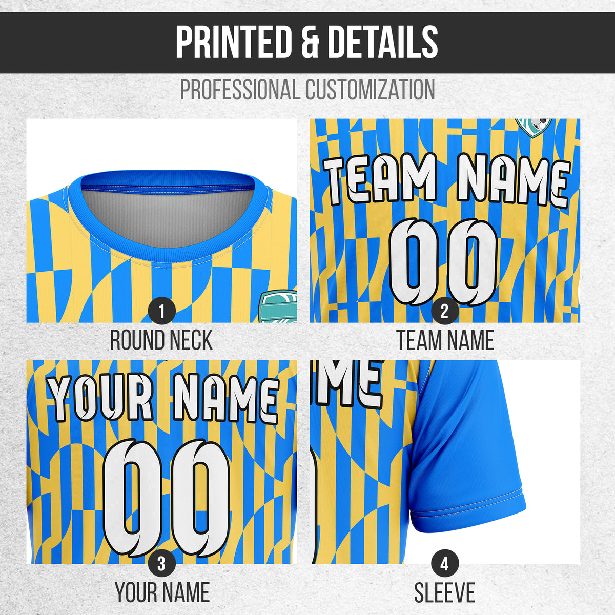 Custom Pulse Grid R-Full Pattern Soccer Blue Sport Tops Jersey