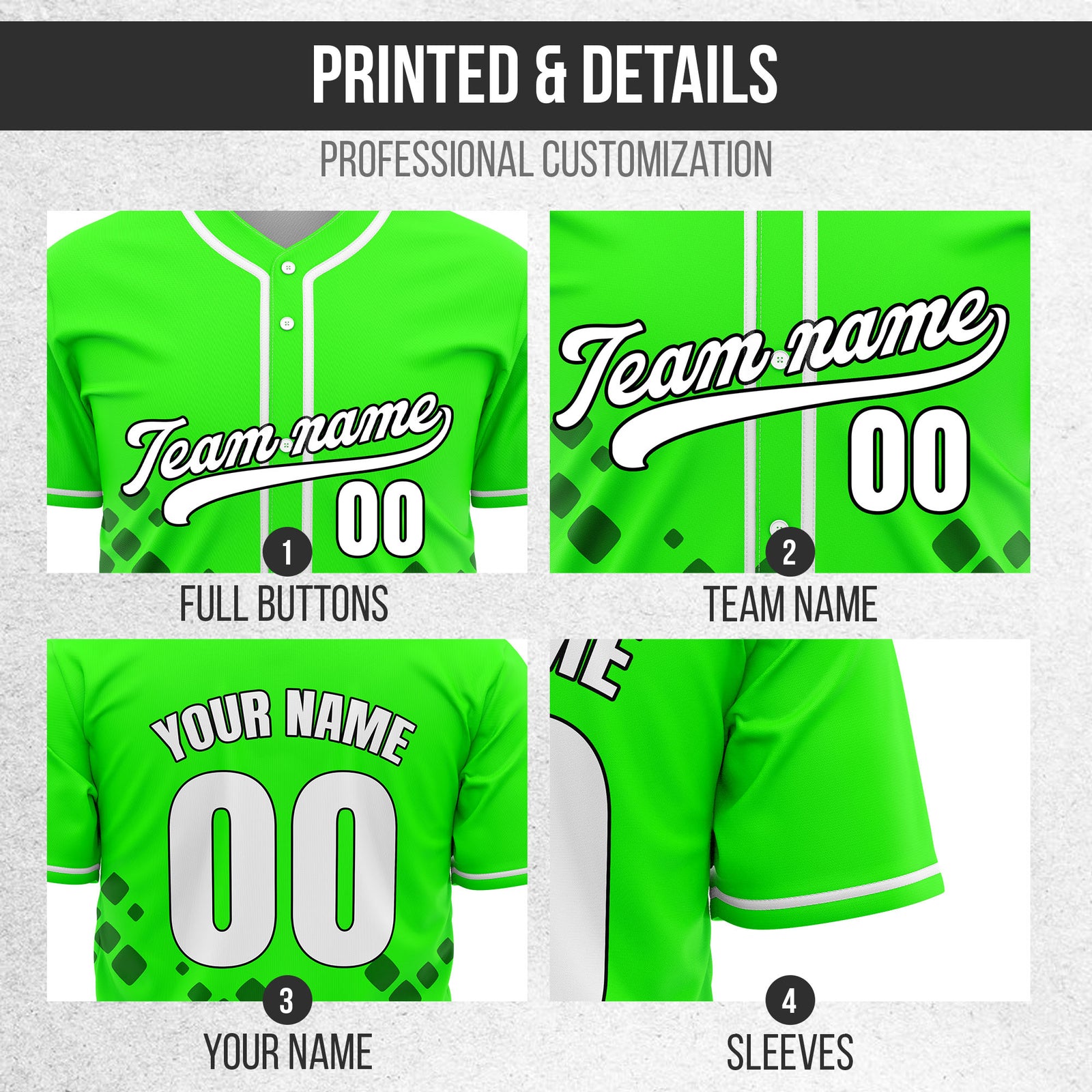 Custom Shadow Sparks Neon Green Baseball Sports Jersey Personalized Uniform with Name & Number