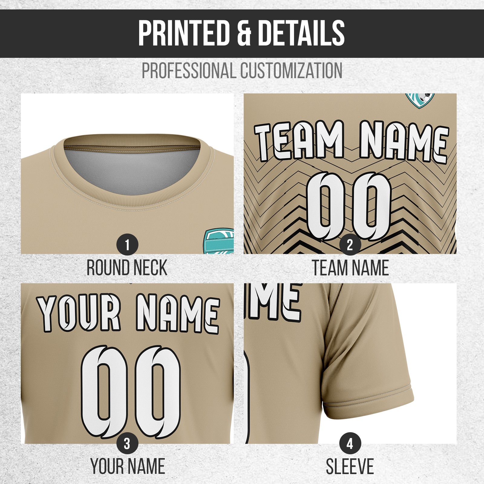 Custom Apex Strike R Side Pattern khaki Soccer sport Tops Jersey