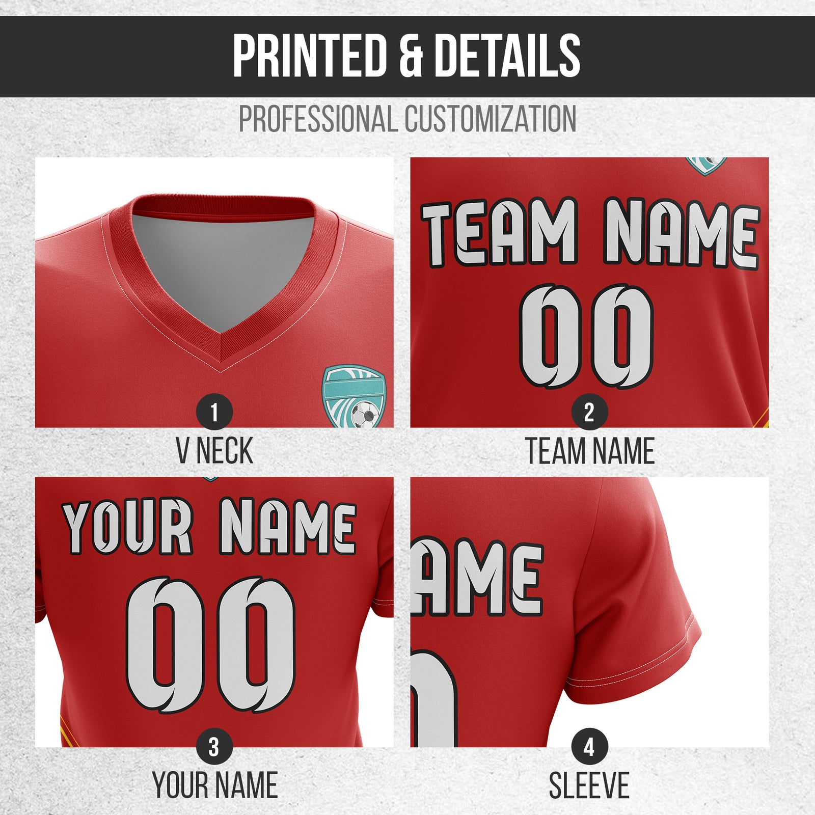 Custom WaveLine Stripe V-Neck Red Soccer sport Tops Jersey