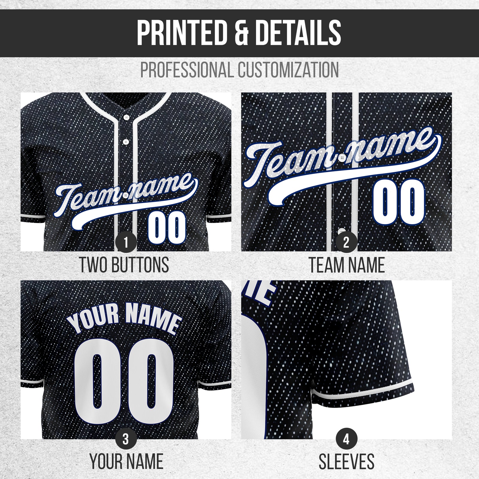 Custom Cosmic Denim Baseball Sports Jersey Personalized Uniform with Name & Number