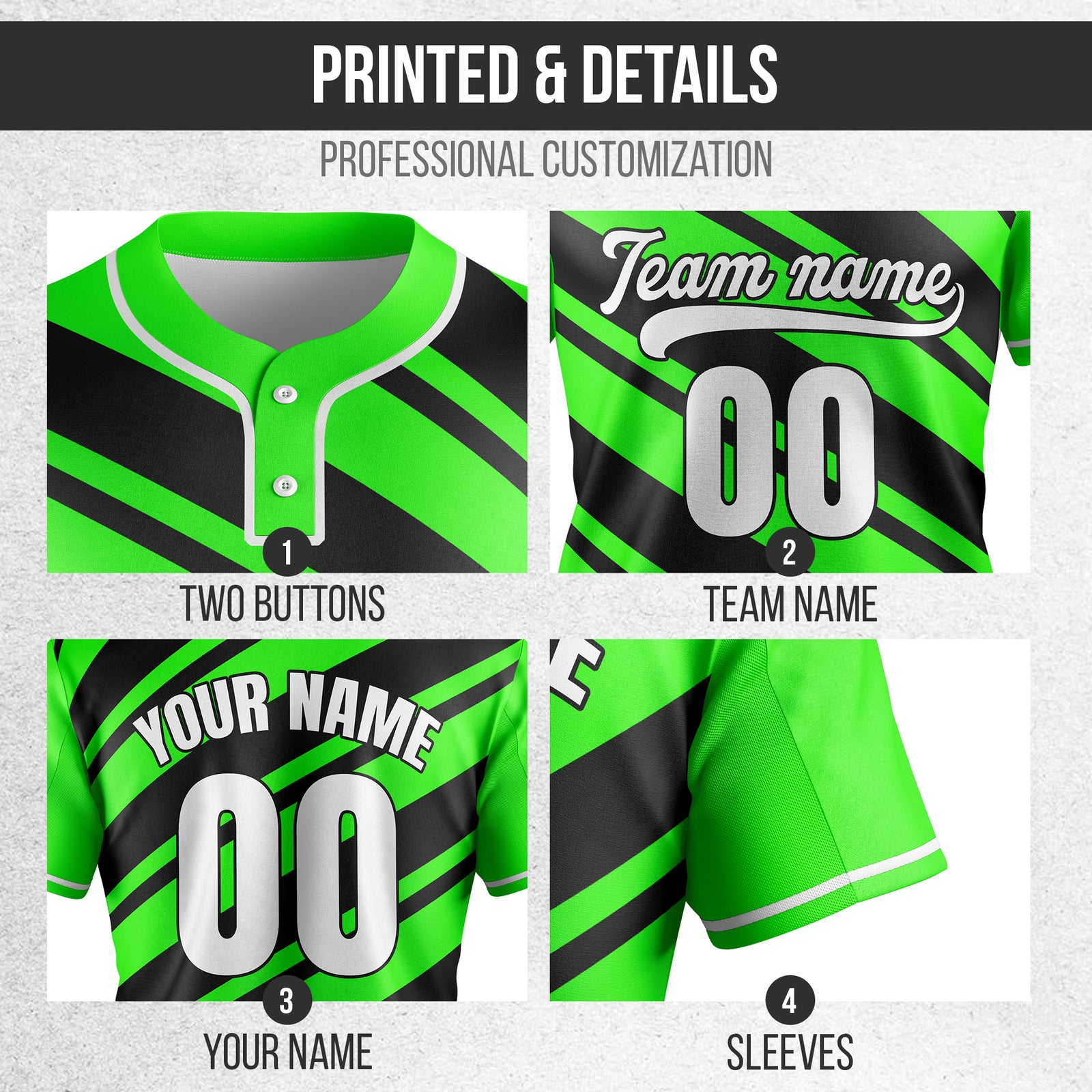Custom Bold Flow Neon Green Baseball Sports Jersey Personalized Uniform with Name & Number