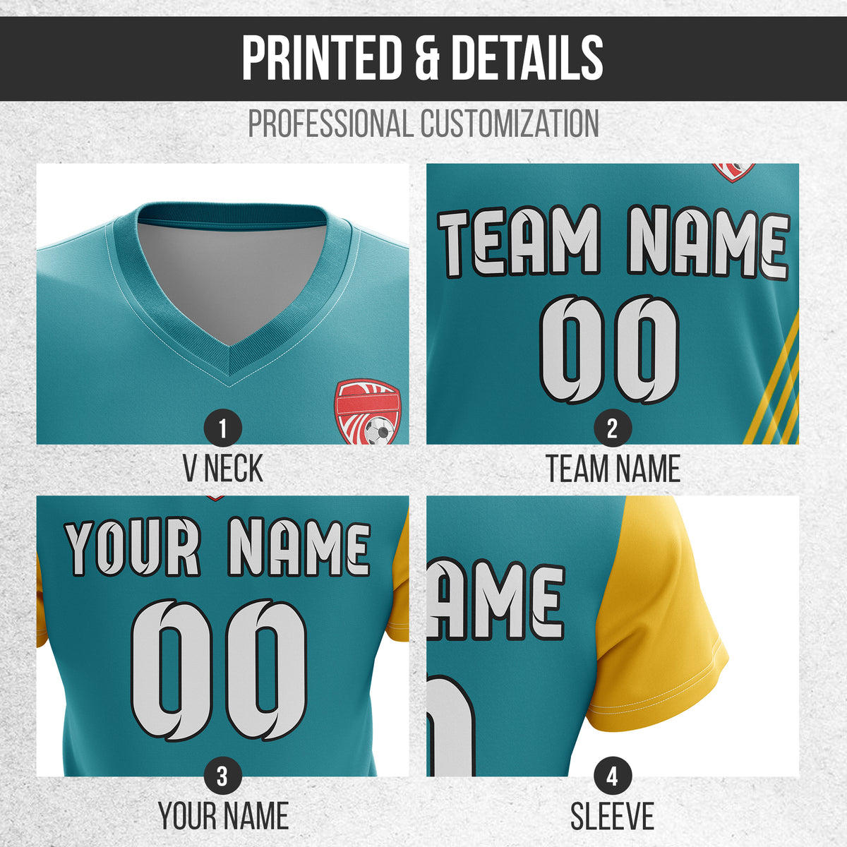 Custom Rapid Line V-Side Pattern Teal Soccer sport Tops Jersey