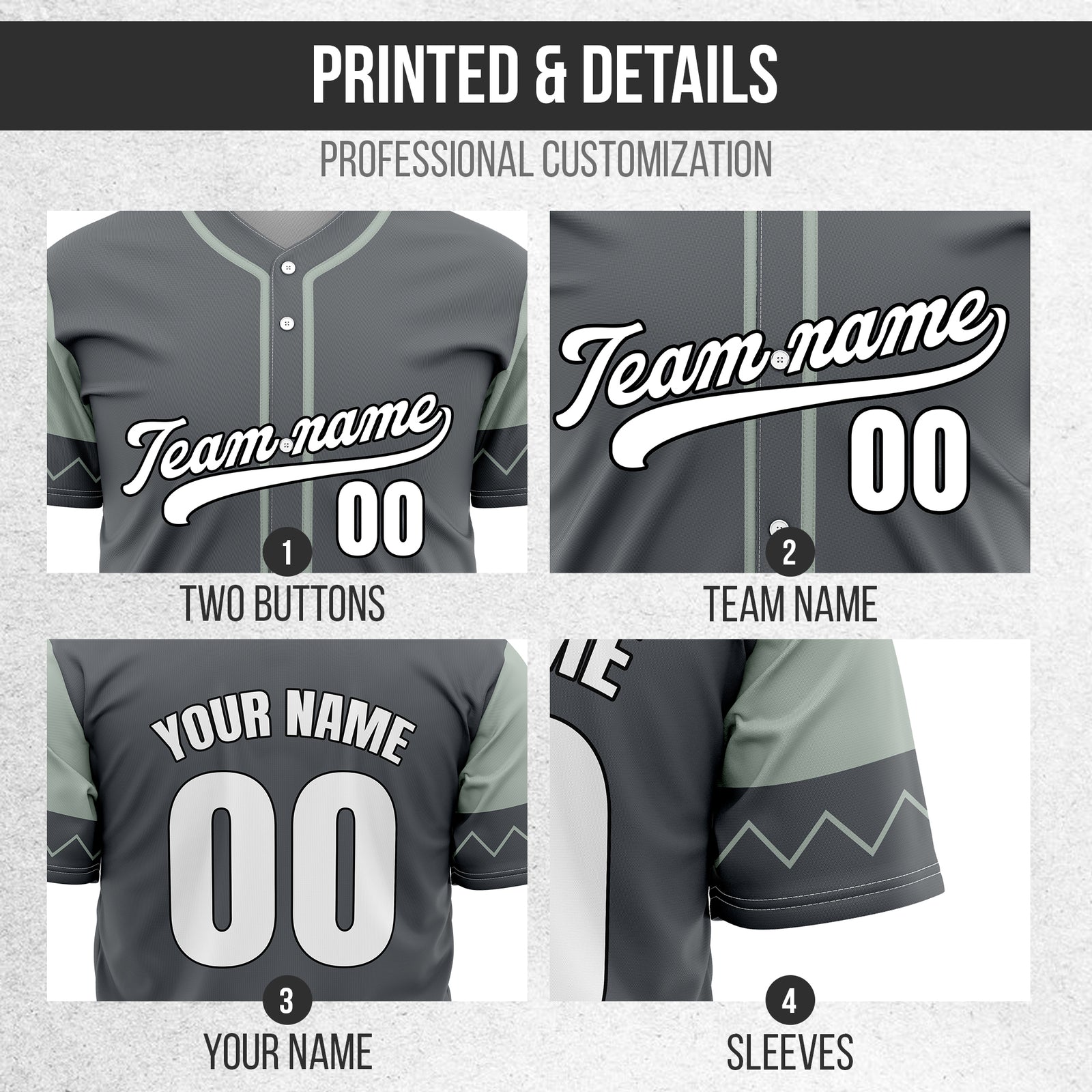 Custom Legacy Classic Baseball Dark Grey Sports Jersey Personalized Uniform with Name & Number