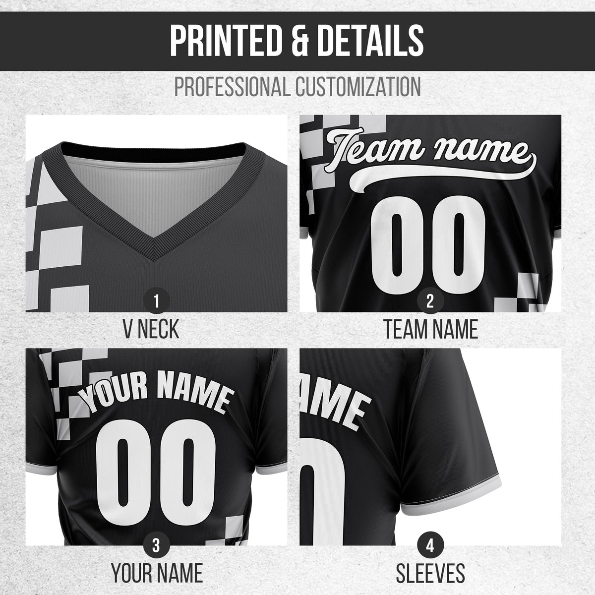 Custom Shadow Pixel Black Baseball Sports Jersey Personalized Uniform with Name & Number