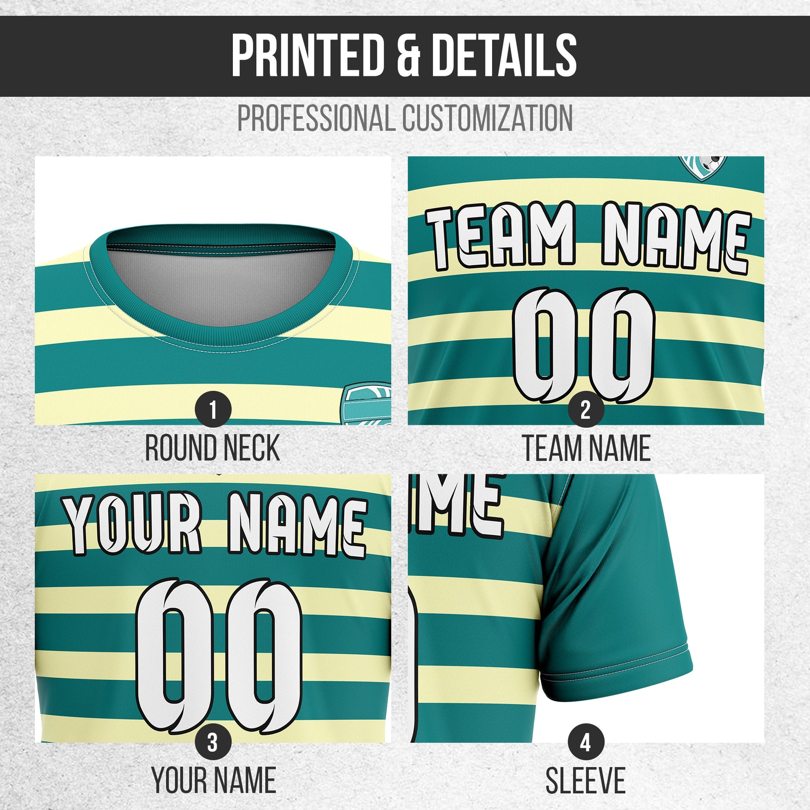 Custom Royal Stripe Teal Soccer sport Tops Jersey