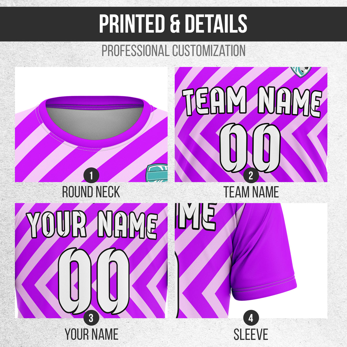 Custom SwiftStripe Purple Soccer sport Tops Jersey