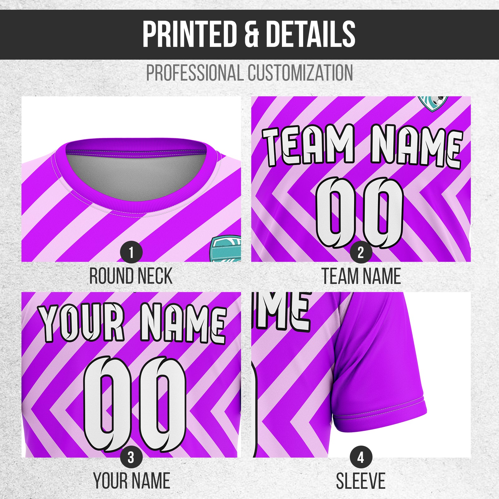 Custom SwiftStripe Purple Soccer sport Tops Jersey