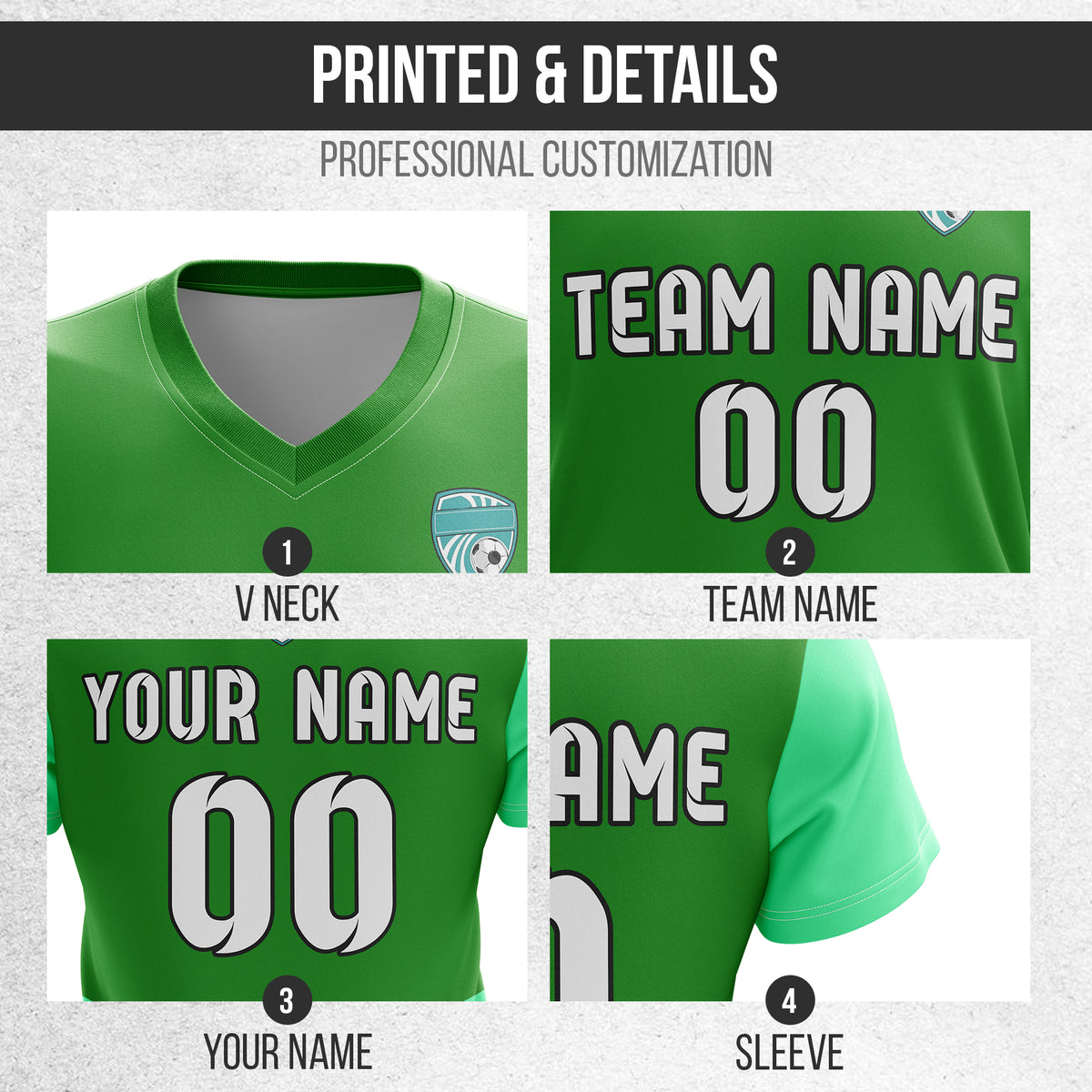 Custom BaseLine Stripe Pattern Green Soccer sport Tops Jersey