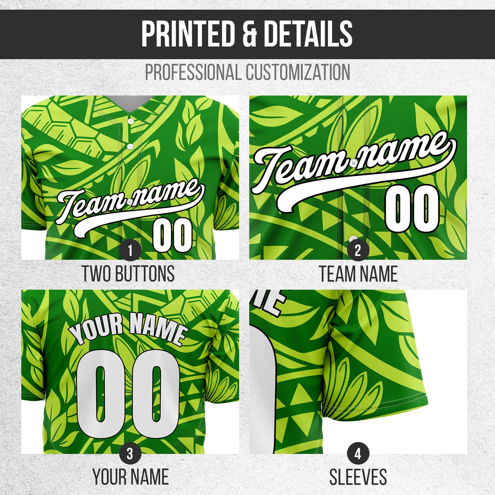 Custom Hawaii Storm Green Baseball Sports Jersey Personalized Uniform with Name & Number