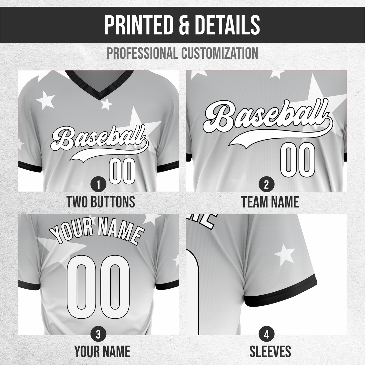 Custom Starfall Gradient Baseball Dark Grey Sports Jersey Personalized Uniform with Name & Number