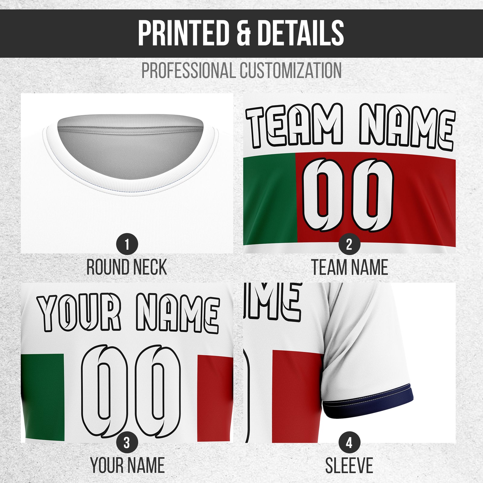Custom PORTUGAL Fan Jersey Personalized with Name & Number