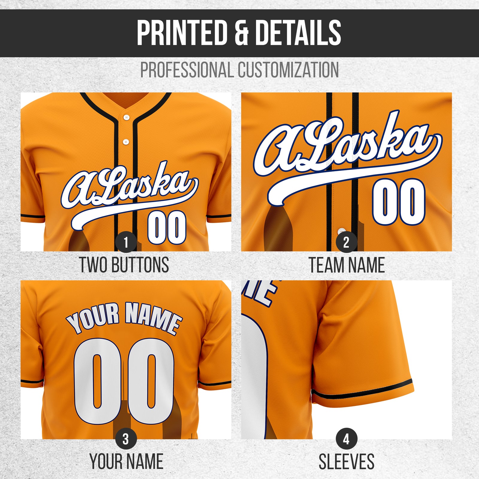 Custom City Horizon Orange Baseball Sports Jersey Personalized Uniform with Name & Number