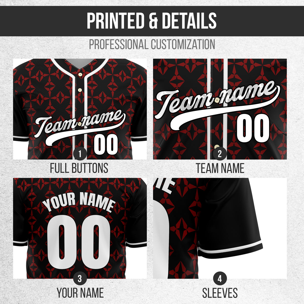 Custom Rhombic Black Baseball Sports Jersey Personalized Uniform with Name & Number
