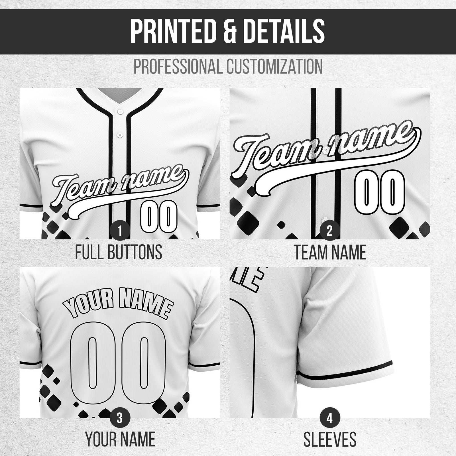 Custom Shadow Sparks White Baseball Sports Jersey Personalized Uniform with Name & Number