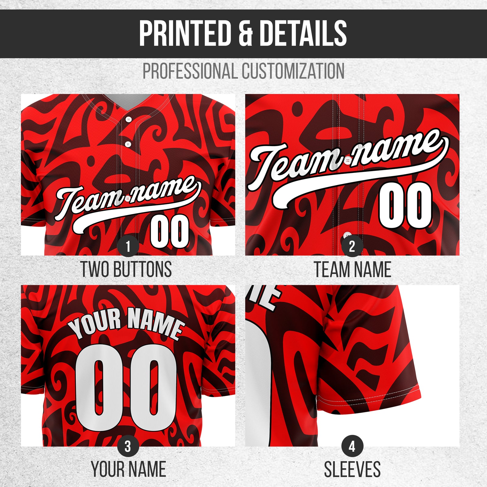 Custom Hawaii Blaze Red Baseball Sports Jersey Personalized Uniform with Name & Number