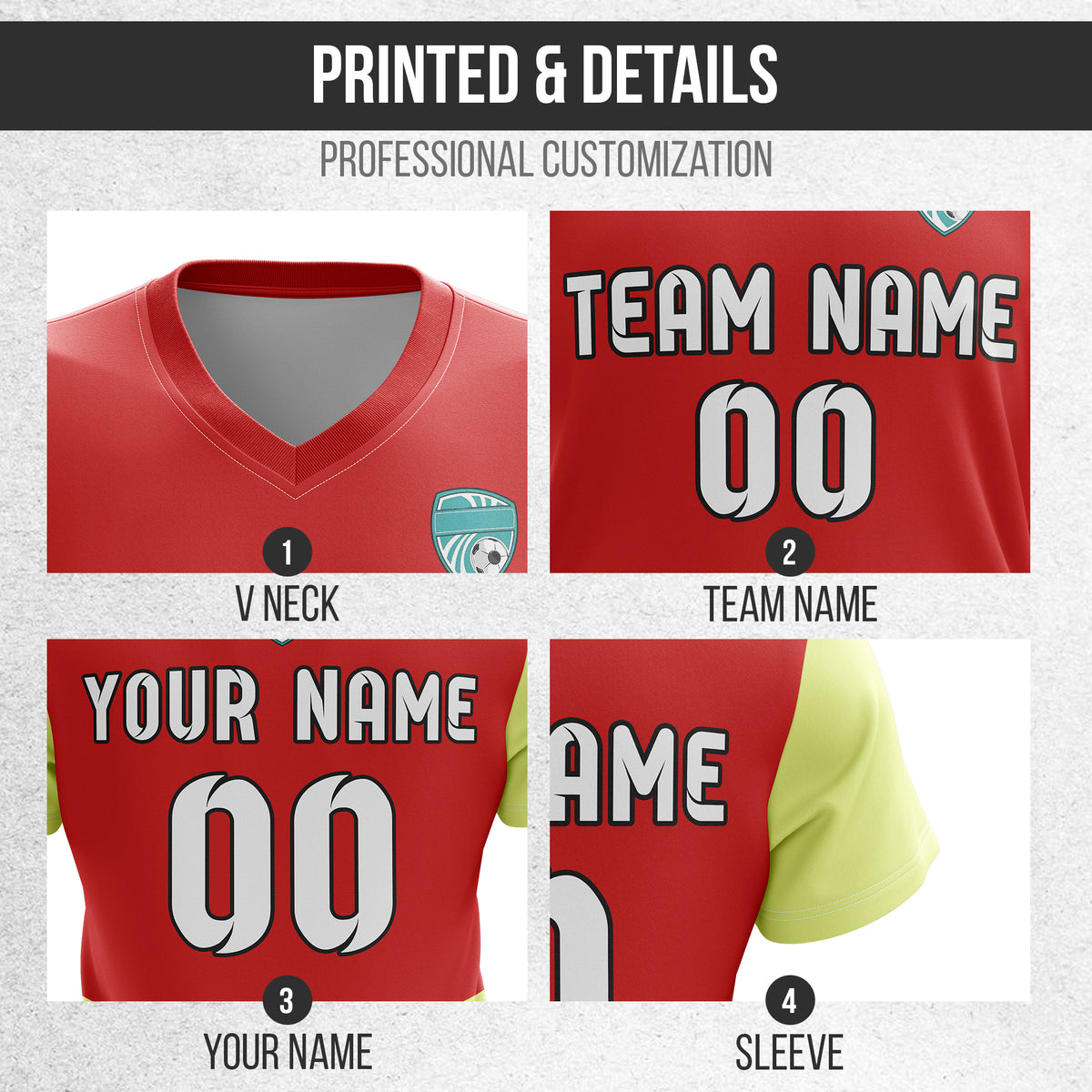 Custom BaseLine V Stripe Pattern Red Soccer sport Tops Jersey