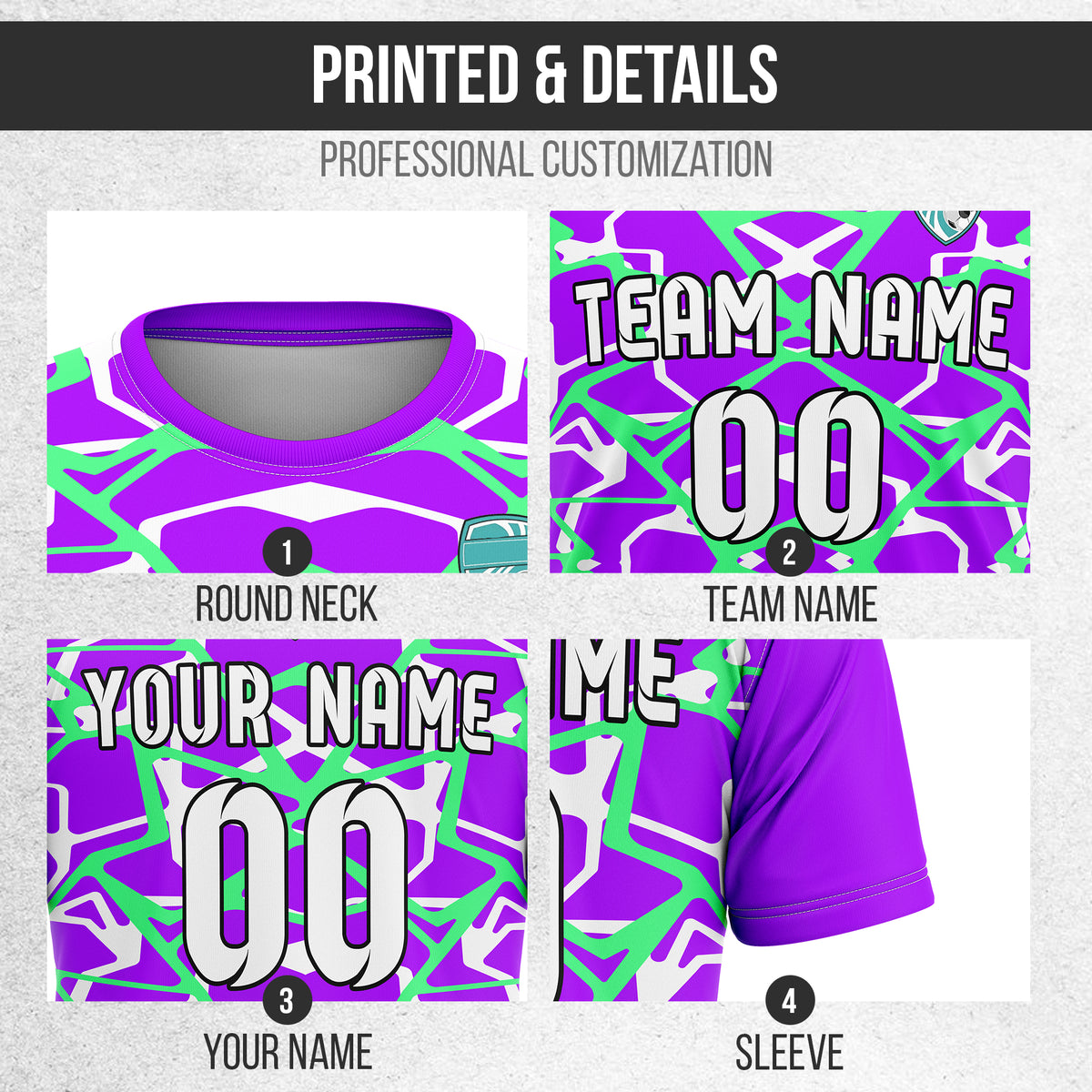 Custom Wild Pulse R-Full Pattern Soccer Purple Sport Tops Jersey