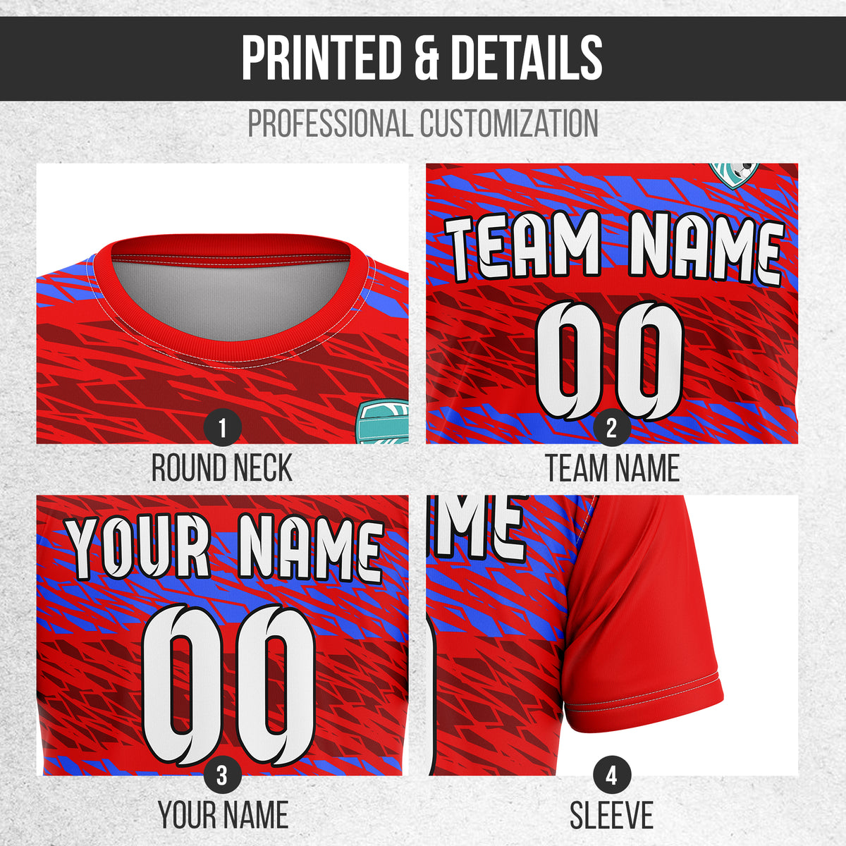 Custom Flare Strike R-Full Pattern Soccer Red Sport Tops Jersey