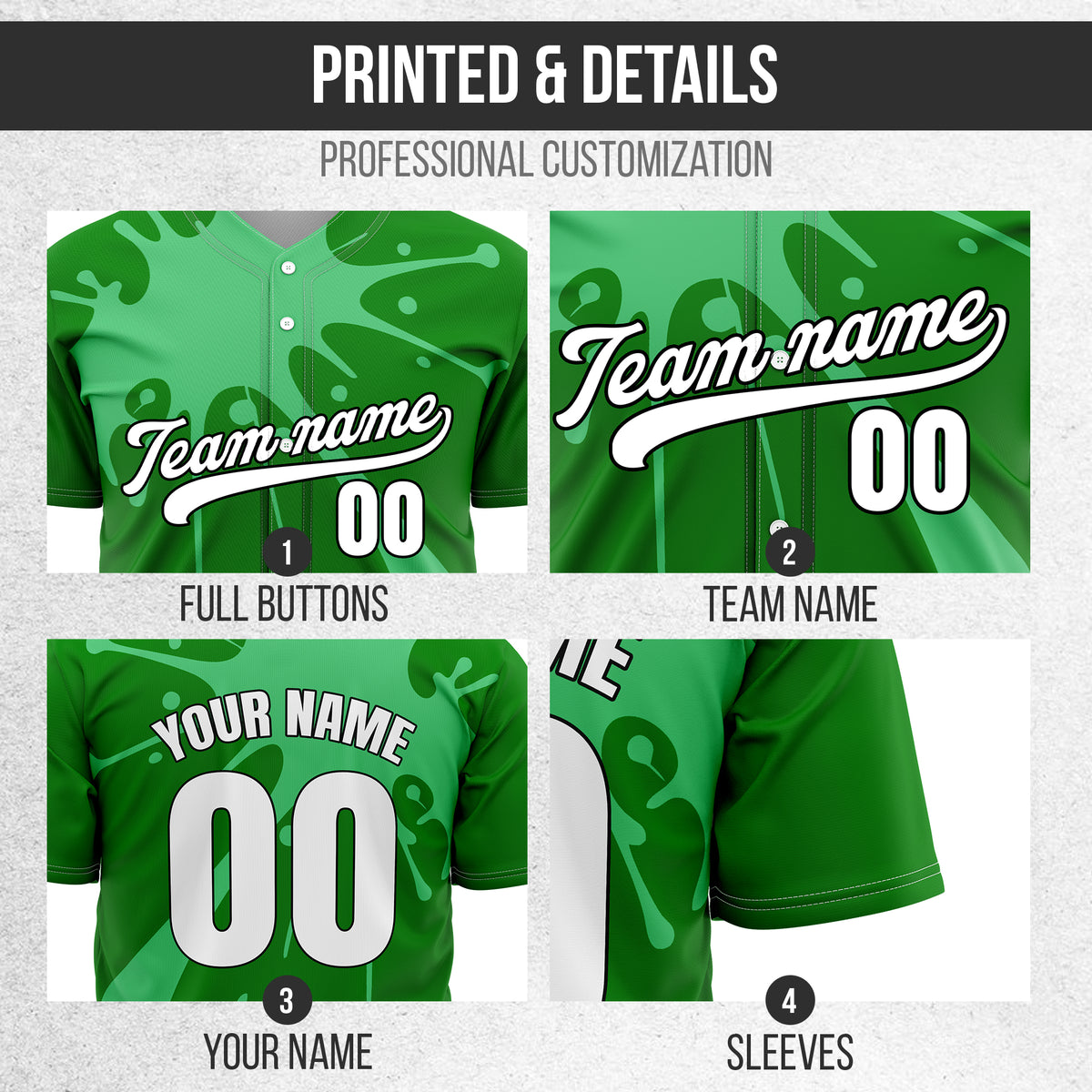 Custom Paint Burst Green Sports Jersey Personalized Uniform with Name & Number
