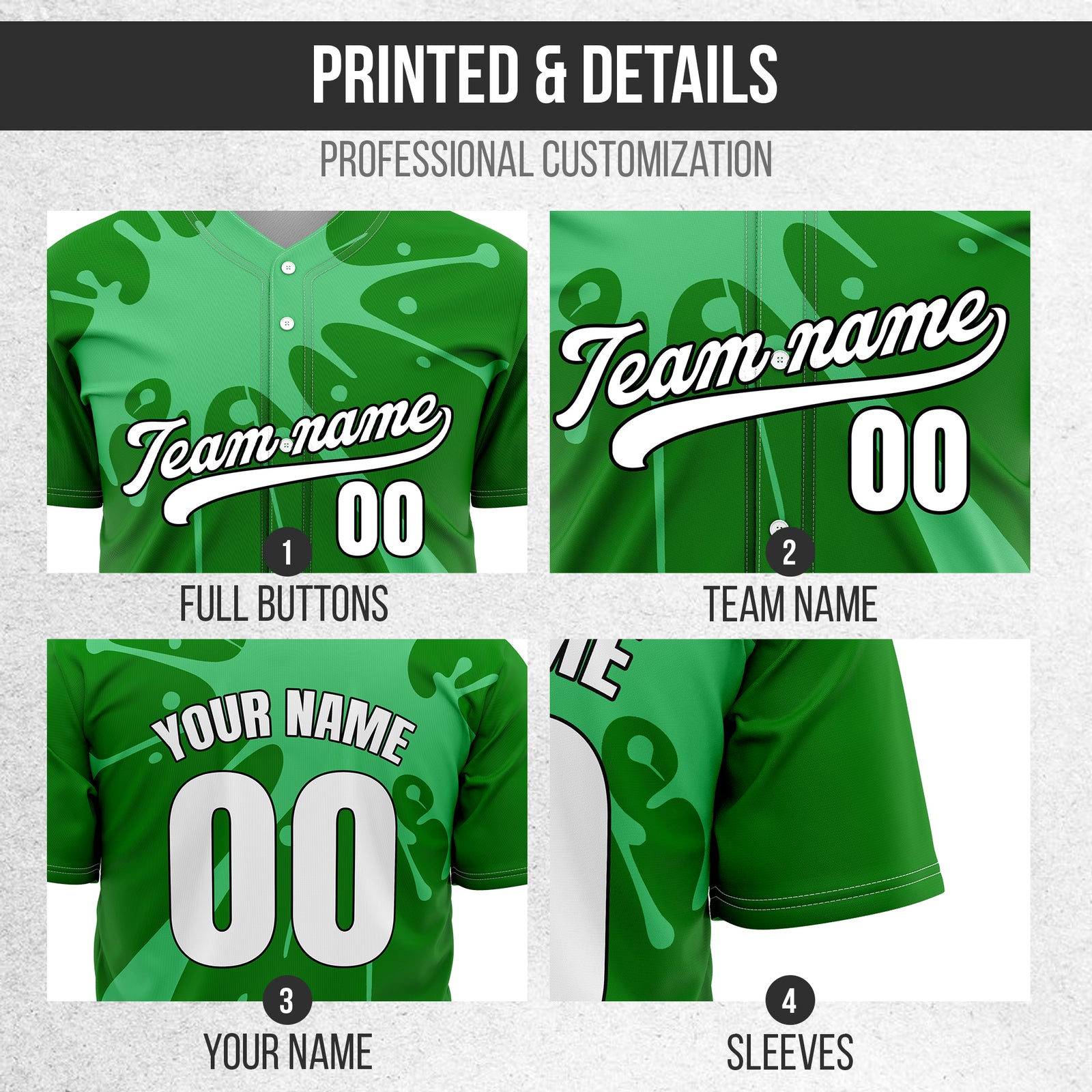 Custom Paint Burst Green Sports Jersey Personalized Uniform with Name & Number