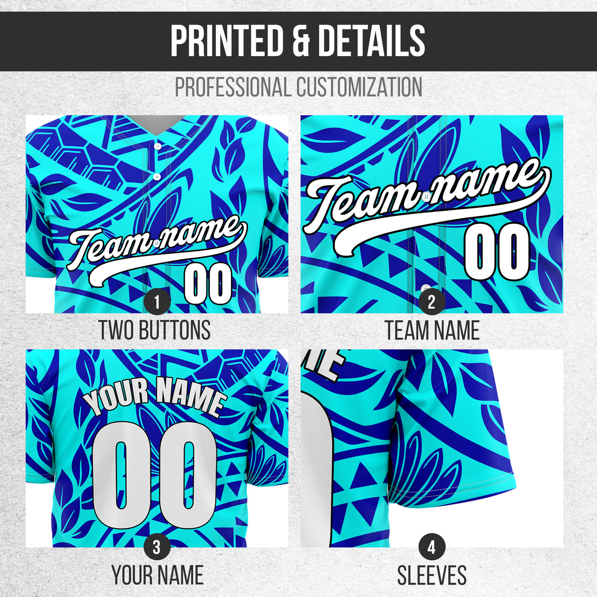 Custom Hawaii Storm Aqua Baseball Sports Jersey Personalized Uniform with Name & Number