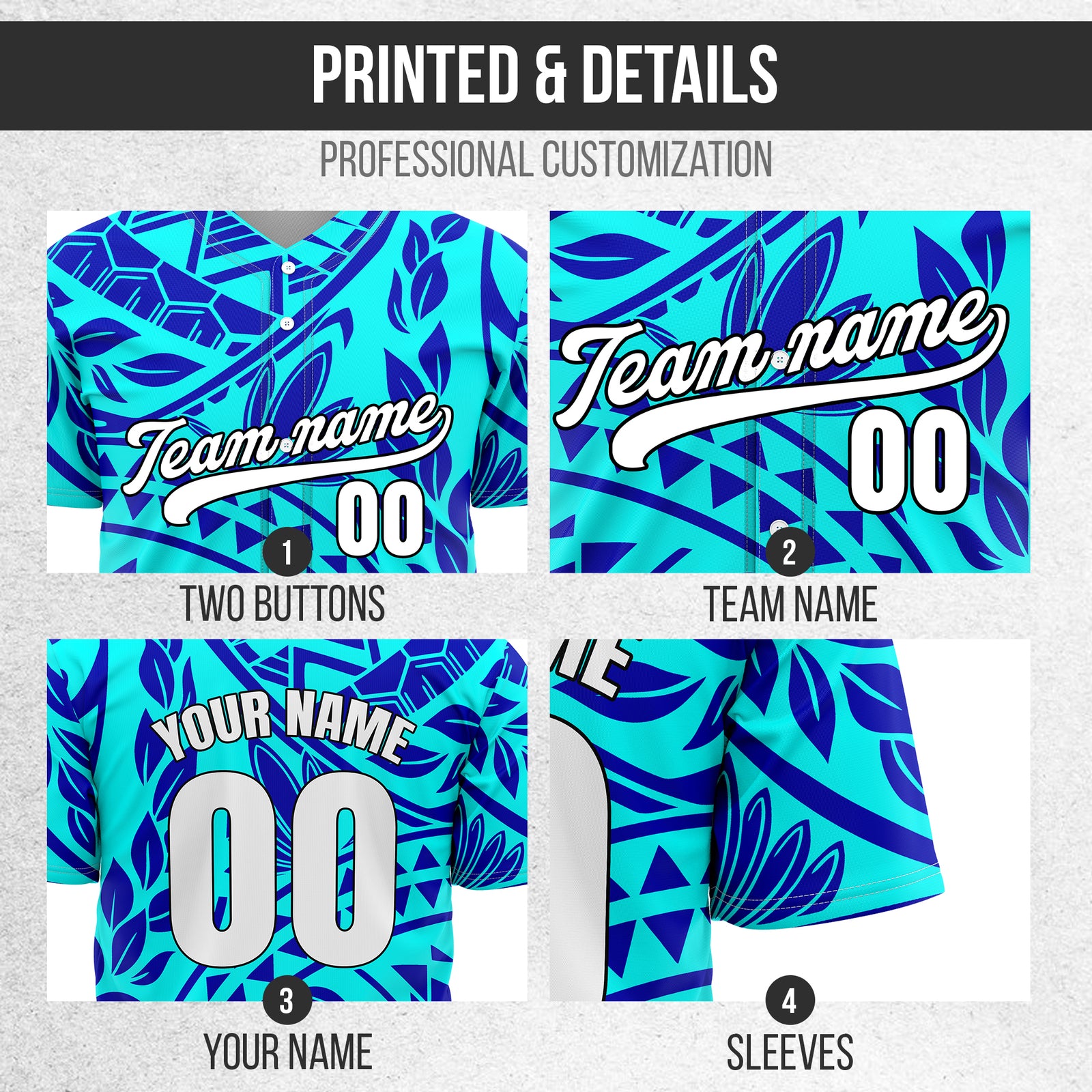 Custom Hawaii Storm Aqua Baseball Sports Jersey Personalized Uniform with Name & Number