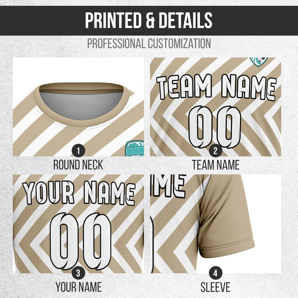 Custom SwiftStripe khaki Soccer sport Tops Jersey