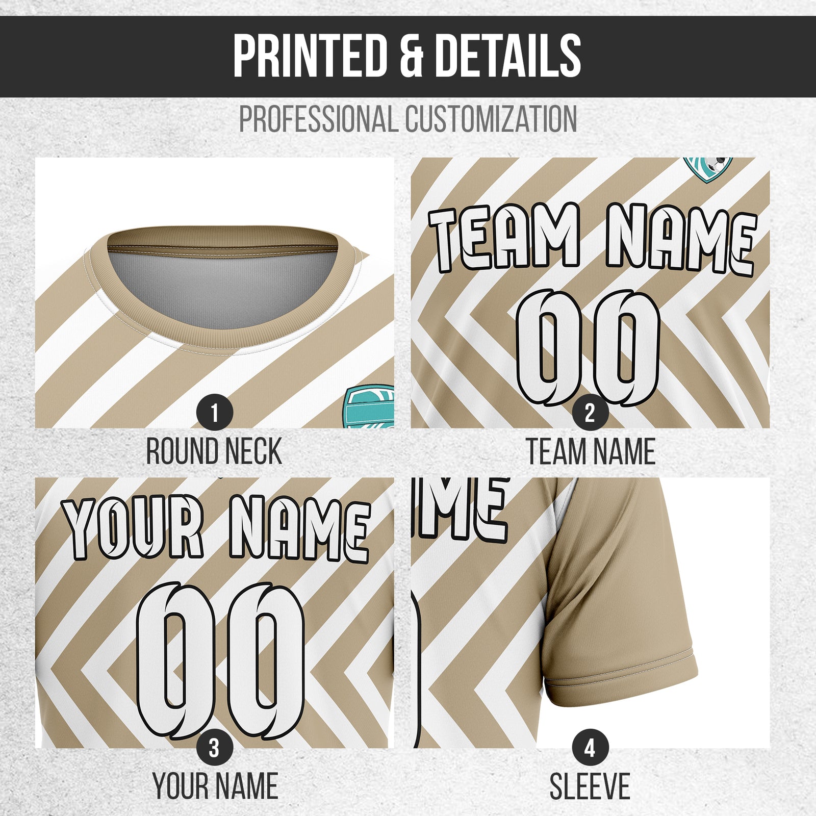 Custom SwiftStripe khaki Soccer sport Tops Jersey