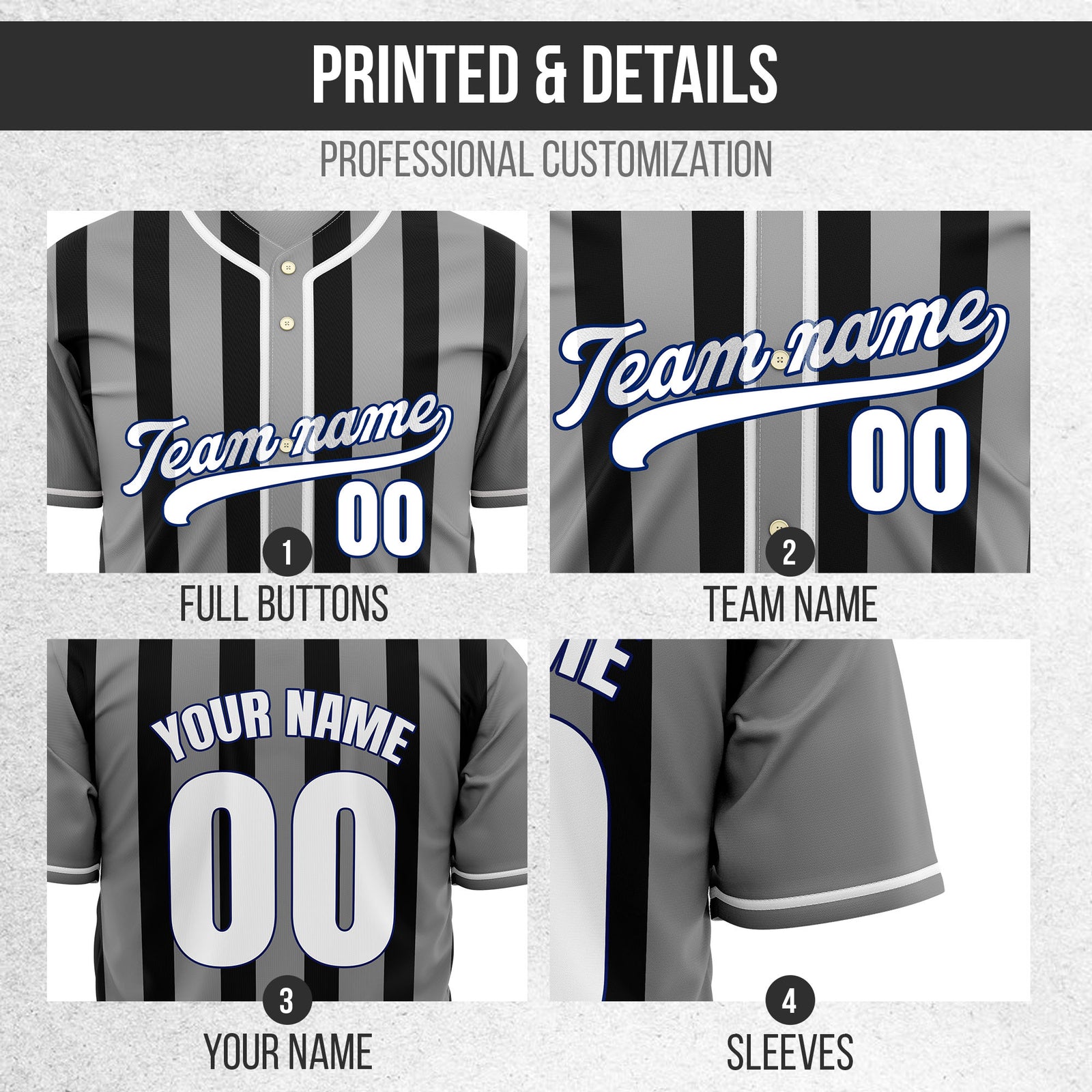 Custom Strikeforce Grey Raglan Style Baseball Sports Jersey Personalized Uniform with Name & Number