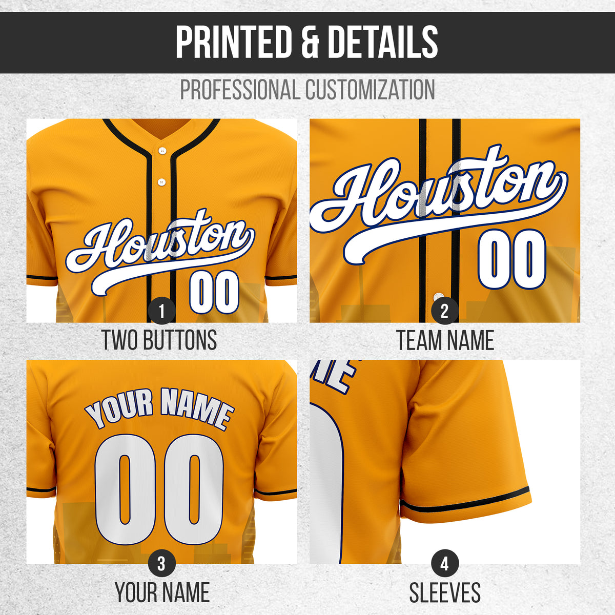 Custom City Pulse Orange Baseball Sports Jersey Personalized Uniform with Name & Number