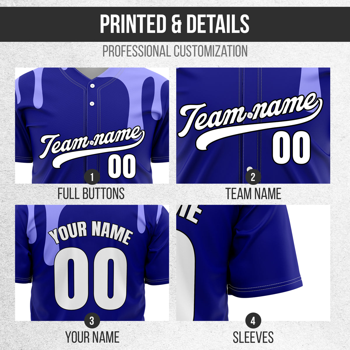 Custom Ink Dripline Blue Sports Jersey Personalized Uniform with Name & Number