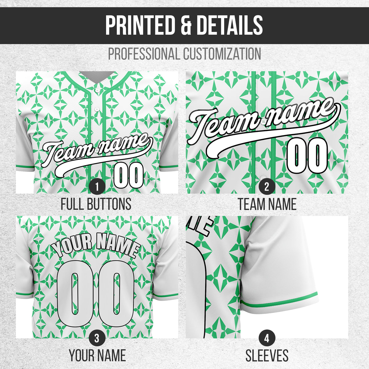 Custom Rhombic White Baseball Sports Jersey Personalized Uniform with Name & Number