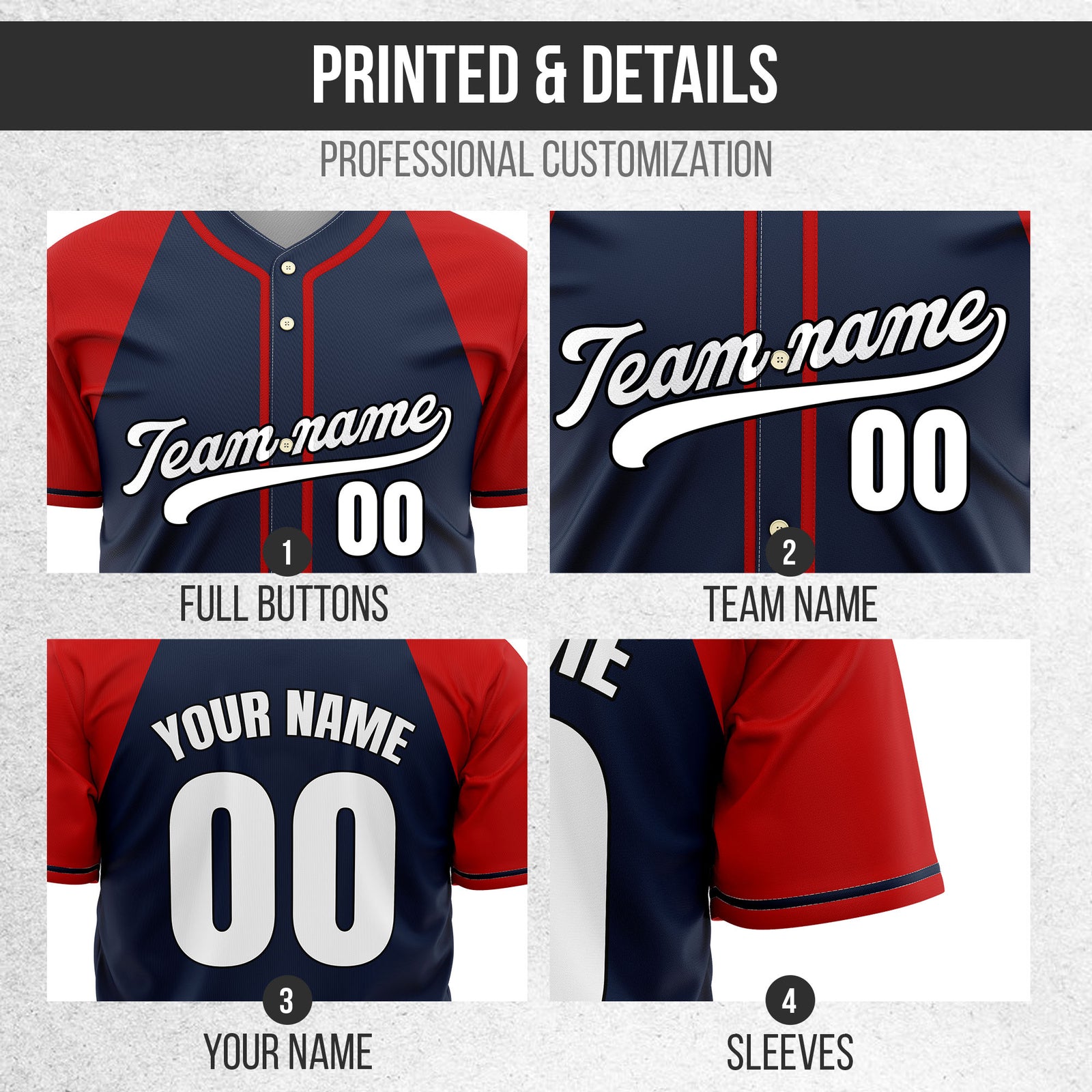 Custom Desert Blaze Navy Raglan Style Baseball Sports Jersey Personalized Uniform with Name & Number