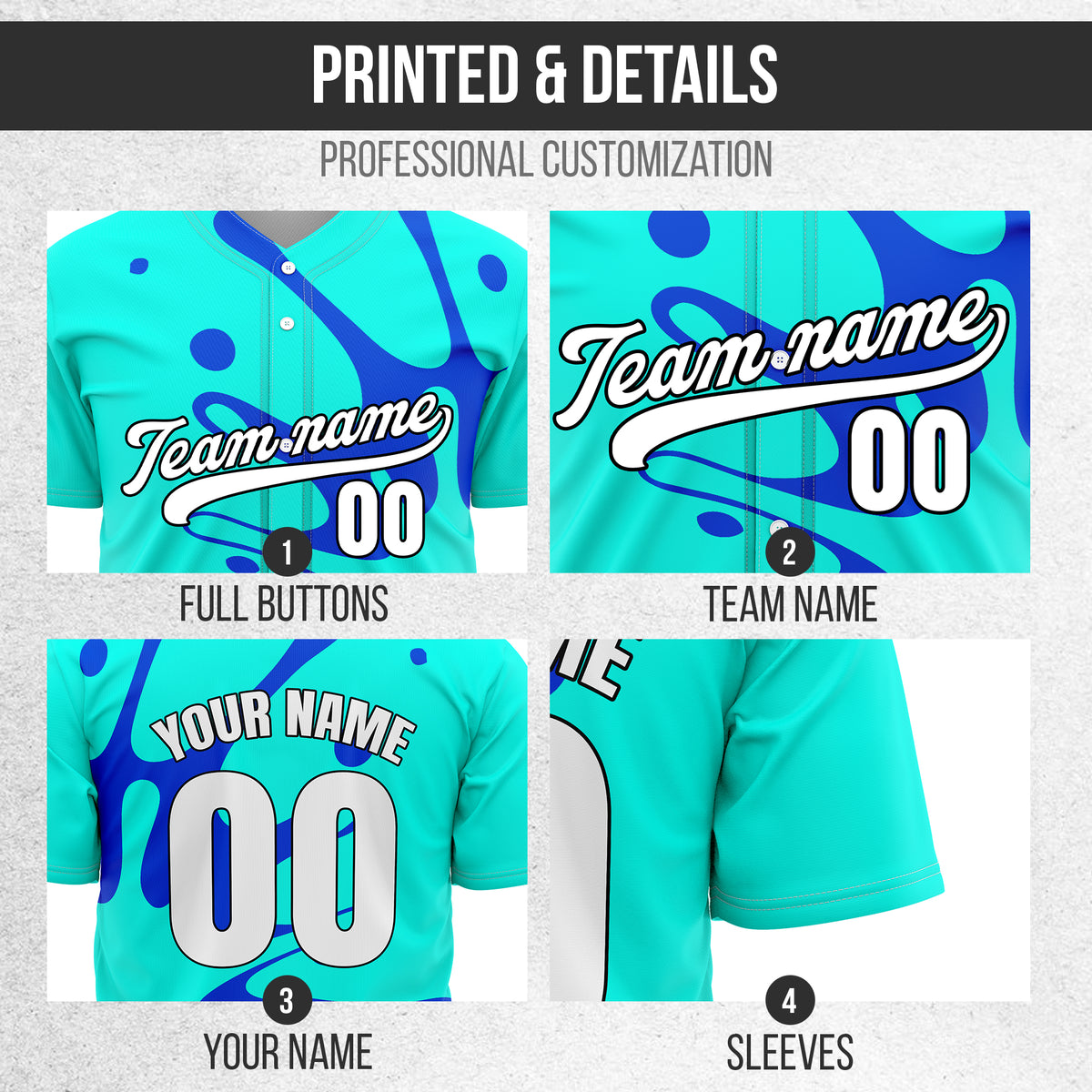 Custom Ink Surge Aqua Sports Jersey Personalized Uniform with Name & Number