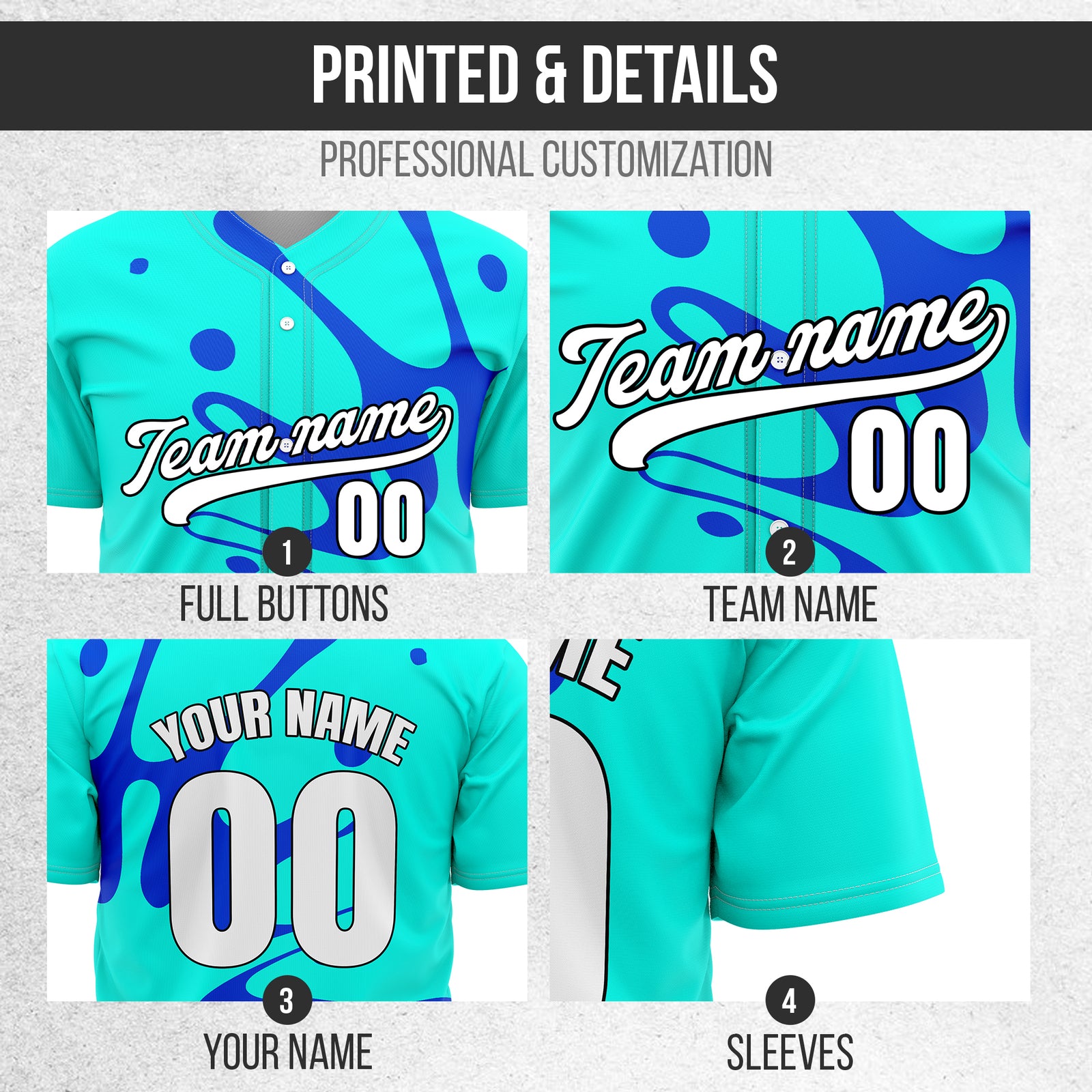 Custom Ink Surge Aqua Sports Jersey Personalized Uniform with Name & Number