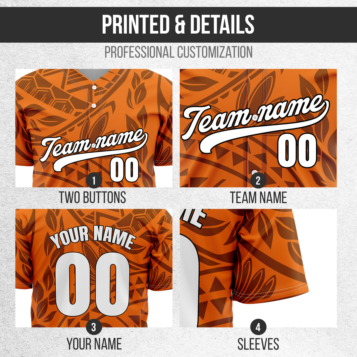 Custom Hawaii Storm Orange Baseball Sports Jersey Personalized Uniform with Name & Number