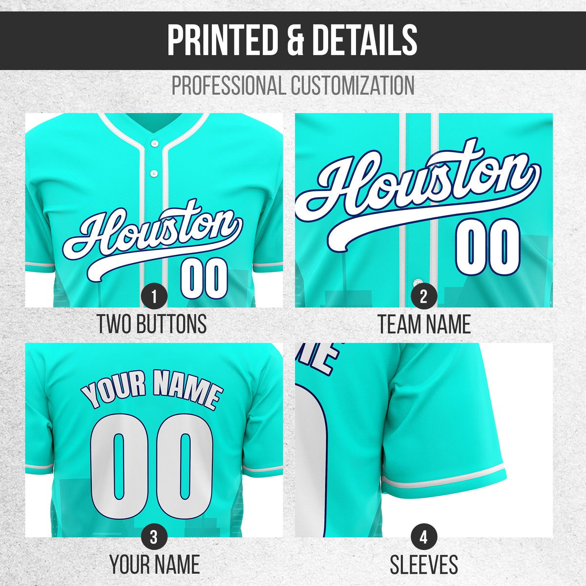 Custom City Pulse Aqua Baseball Sports Jerseys Personalized Uniform with Name & Number