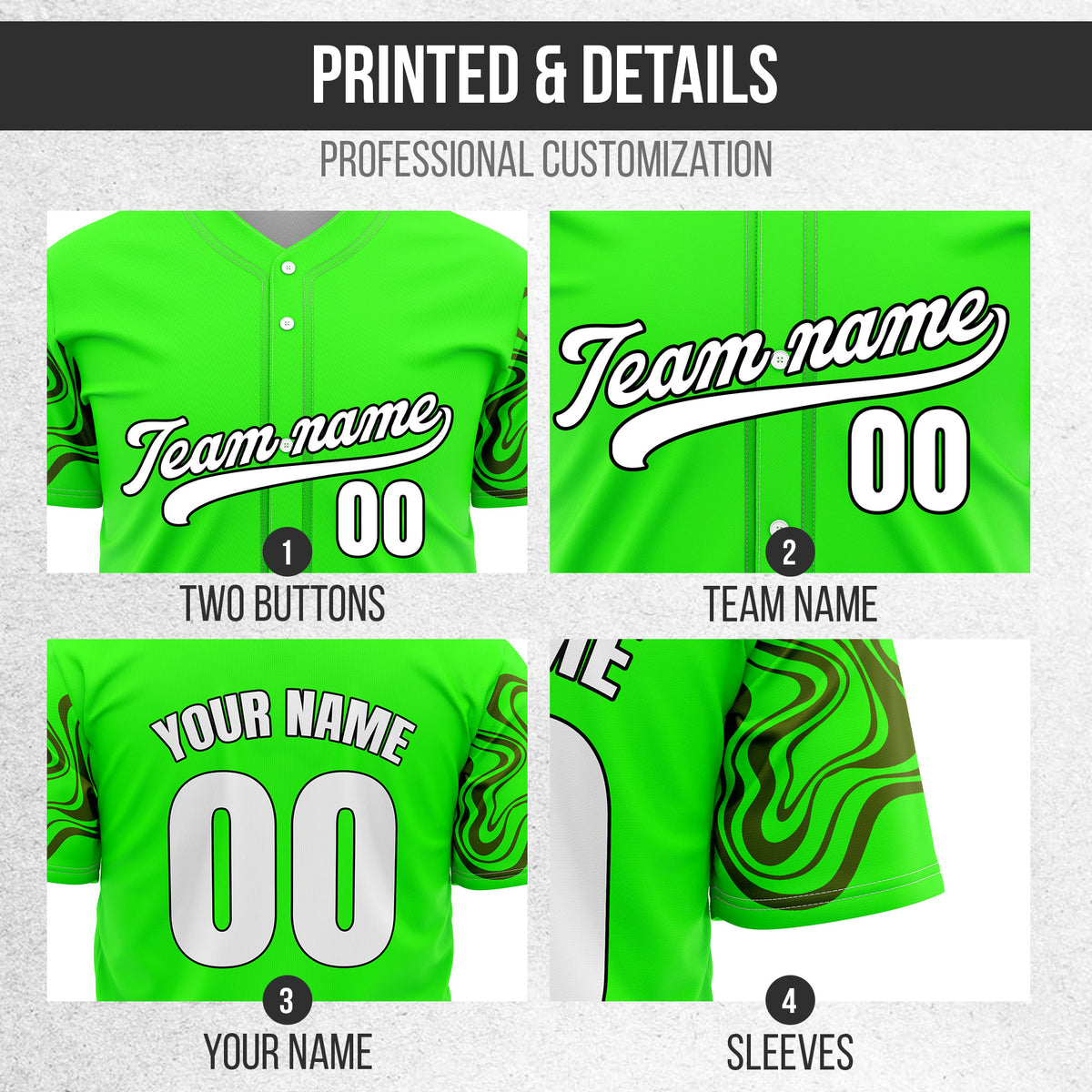 Custom Wave Neon Green Baseball Sports Jerseys Personalized Uniform with Name & Numbers