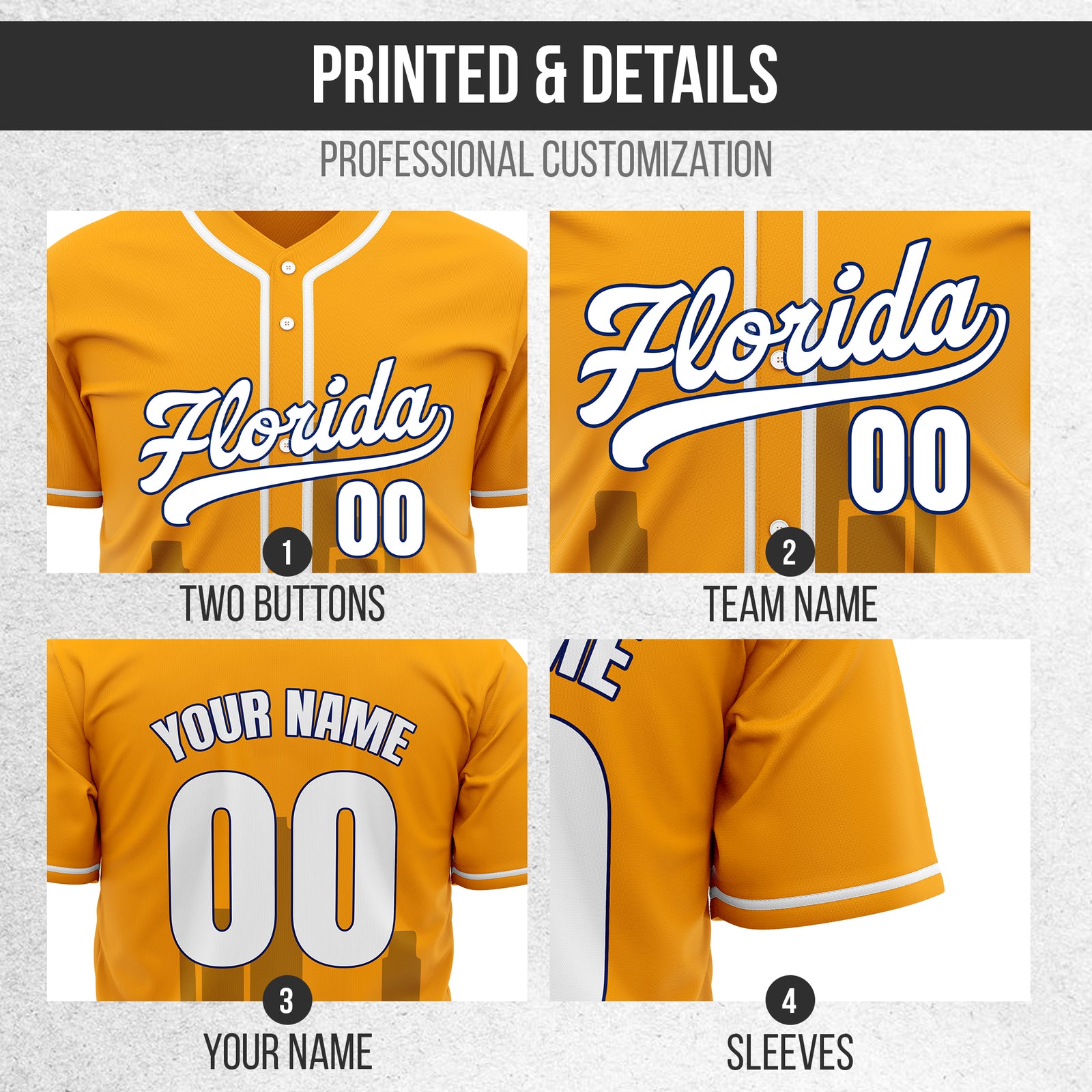 Custom City Flux Orange Baseball Sports Jersey Personalized Uniform with Name & Number