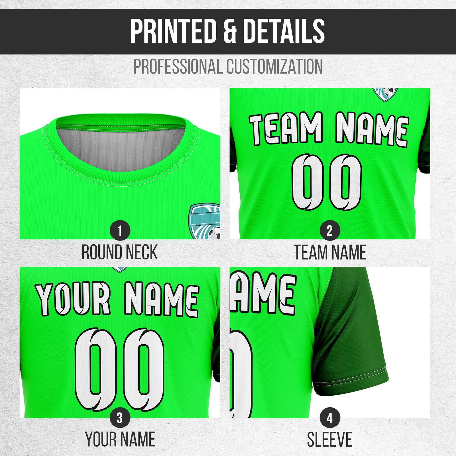 Custom BaseLine Stripe Neon Green Soccer sport Tops Jersey