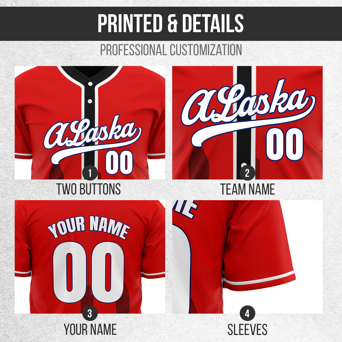 Custom City Horizon Red Baseball Sports Jersey Personalized Uniform with Name & Number