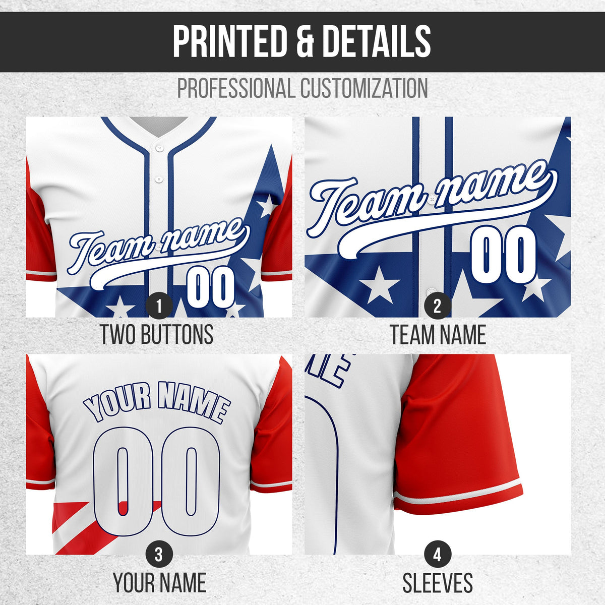Custom American Spirit Baseball Sports Jersey Personalized Uniform with Name & Number