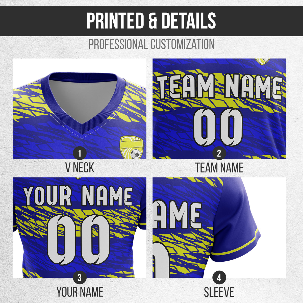 Custom Flare Strike V-Full Pattern Navy Soccer sport Tops Jersey