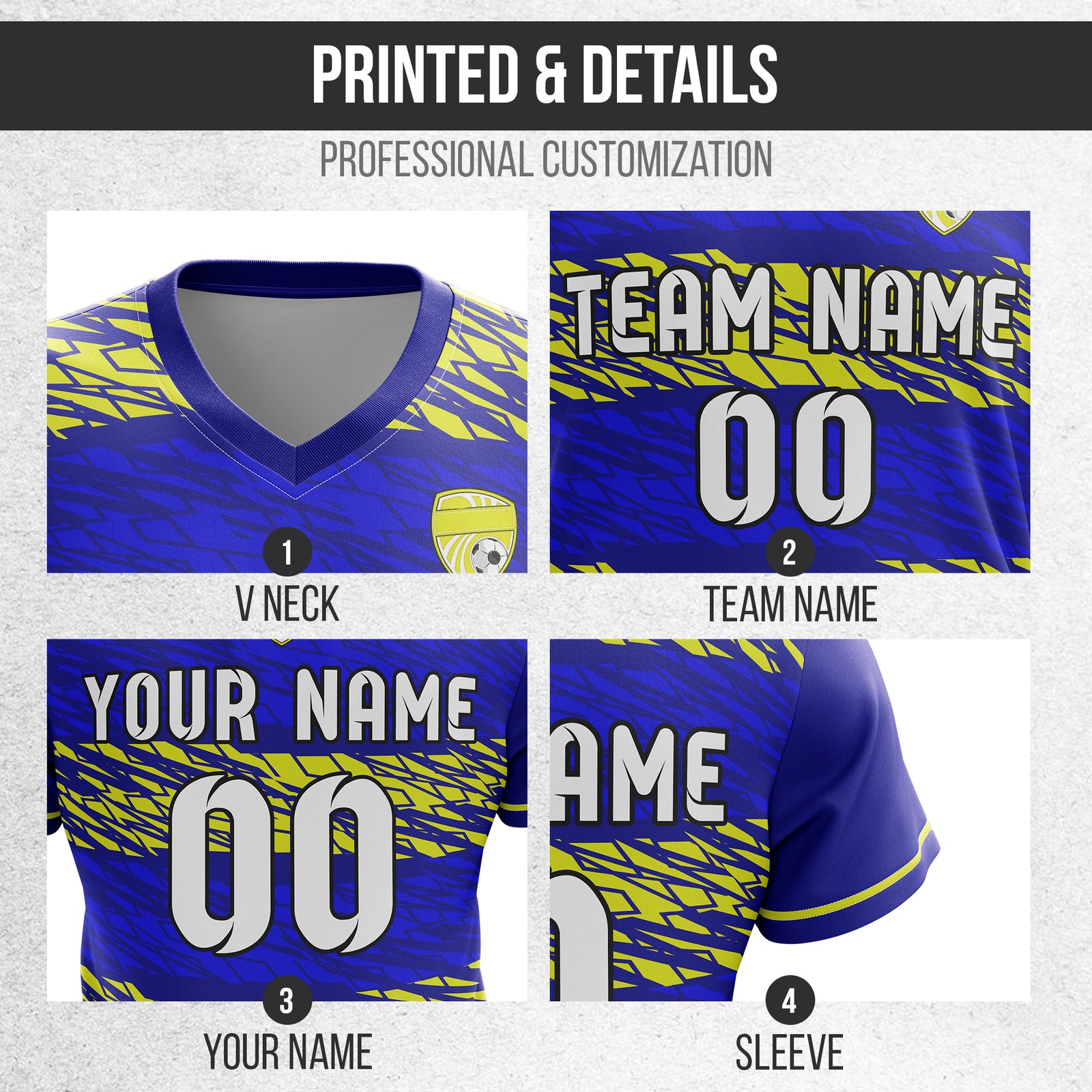 Custom Flare Strike V-Full Pattern Navy Soccer sport Tops Jersey