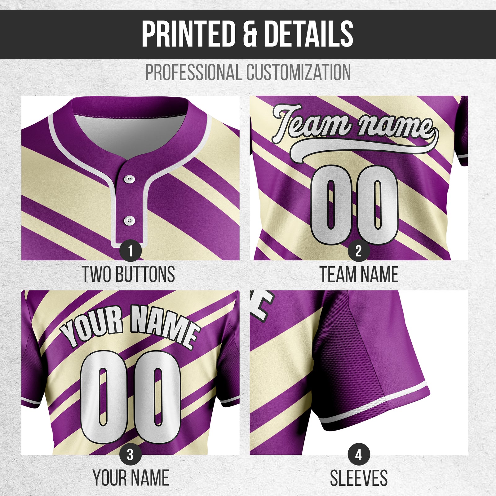 Custom Bold Flow Purple Baseball Sports Jersey Personalized Uniform with Name & Number