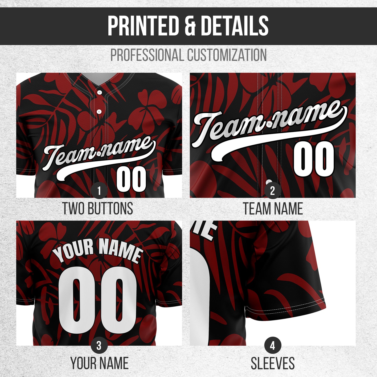 Custom Hawaiian Black Baseball Sports Jersey Personalized Uniform with Name & Number