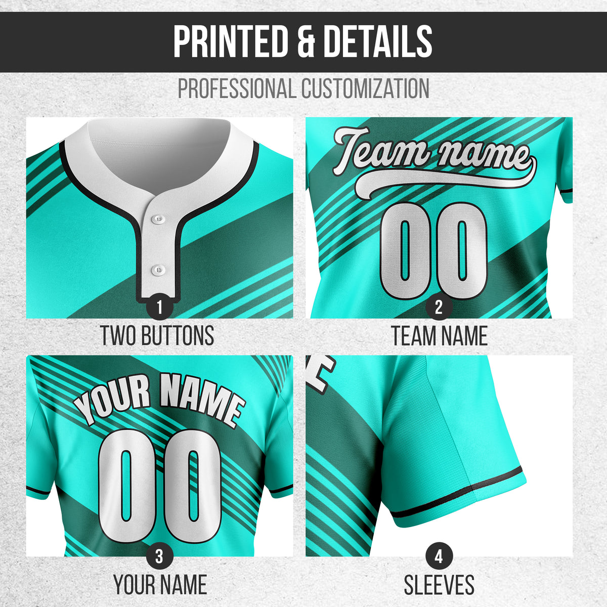 Custom Crossfire Aqua Baseball Sports Jersey Personalized Uniform with Name & Number