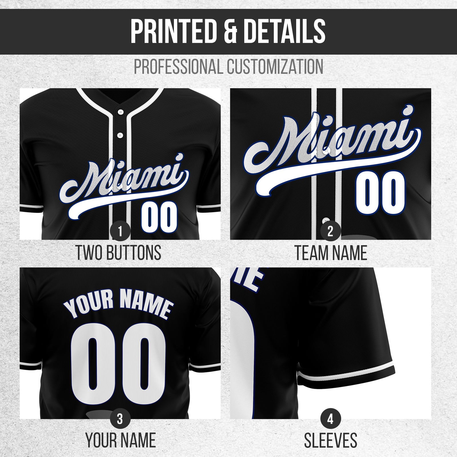 Custom City Tide Black Baseball Sports Jersey Personalized Uniform with Name & Number