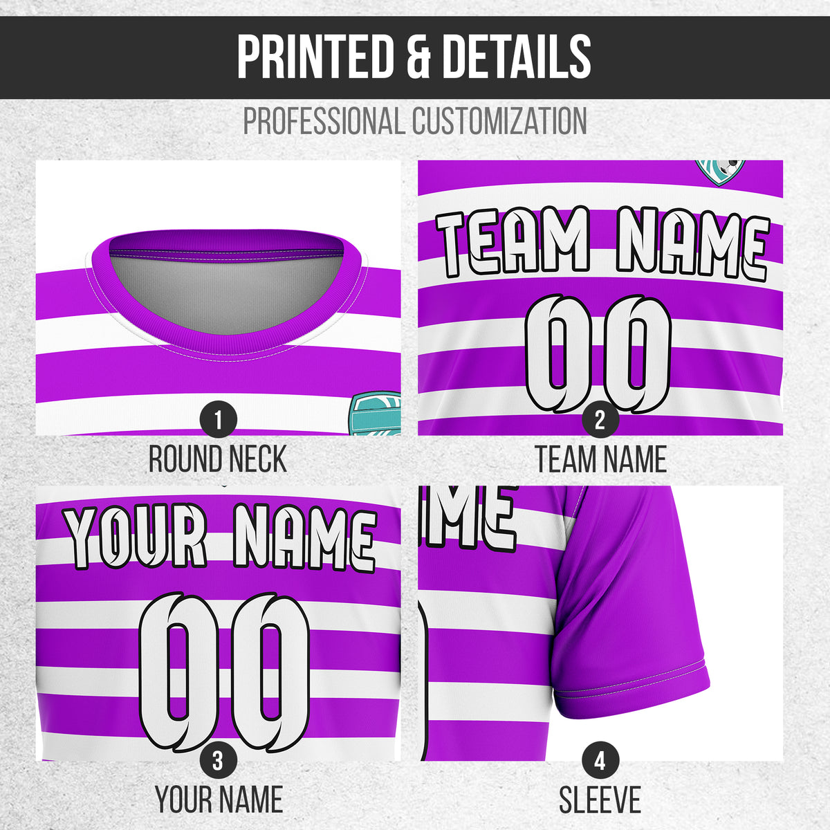 Custom Royal Stripe Purple Soccer sport Tops Jersey